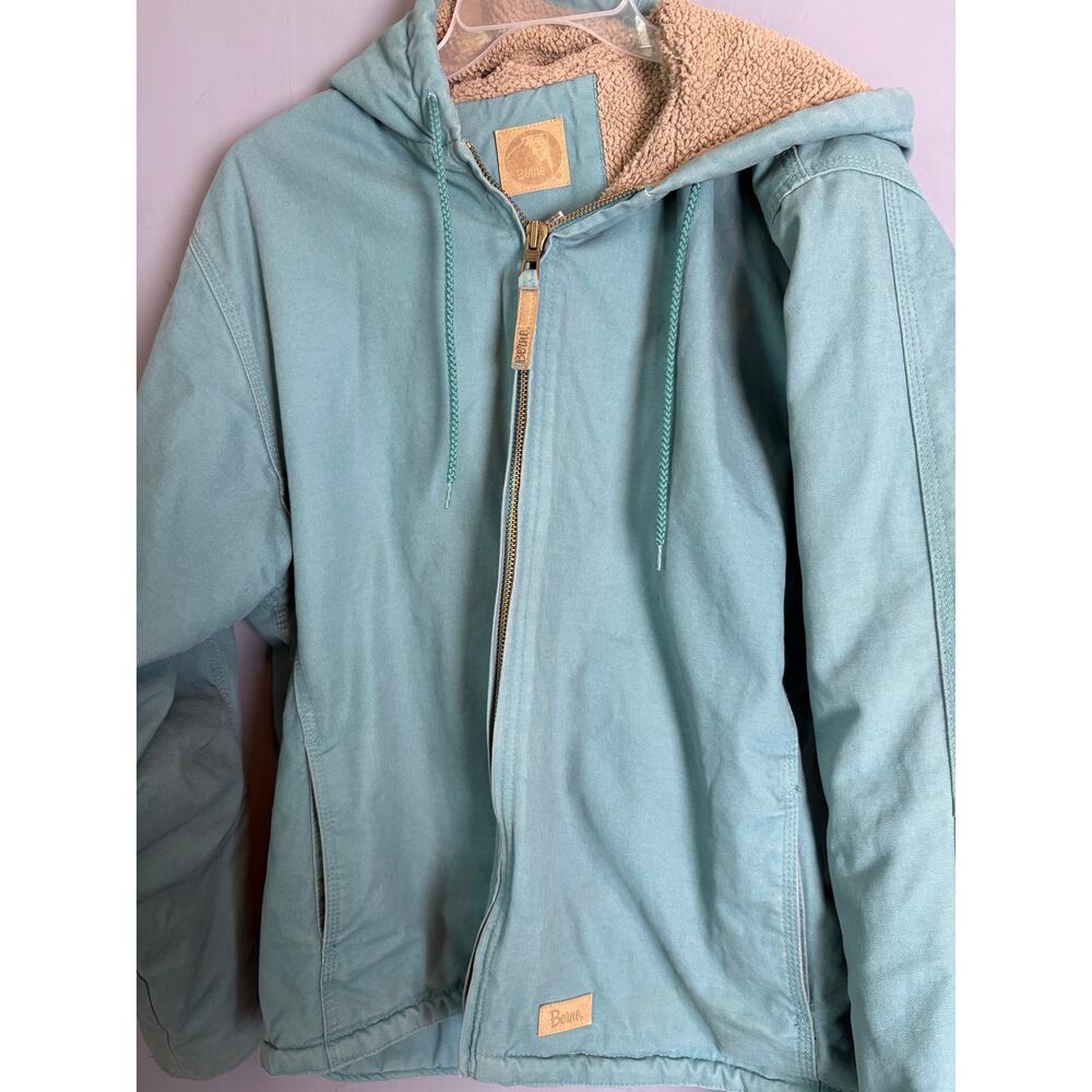 Berne Hooded Canvas Sherpa Jacket Aqua Blue Women’s 2XL